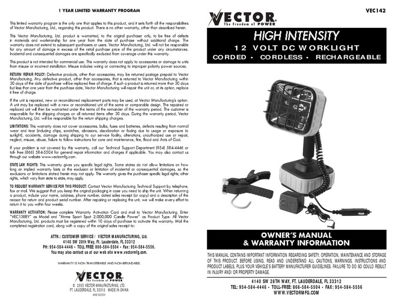 Vector VEC142 Manuale di istruzioni