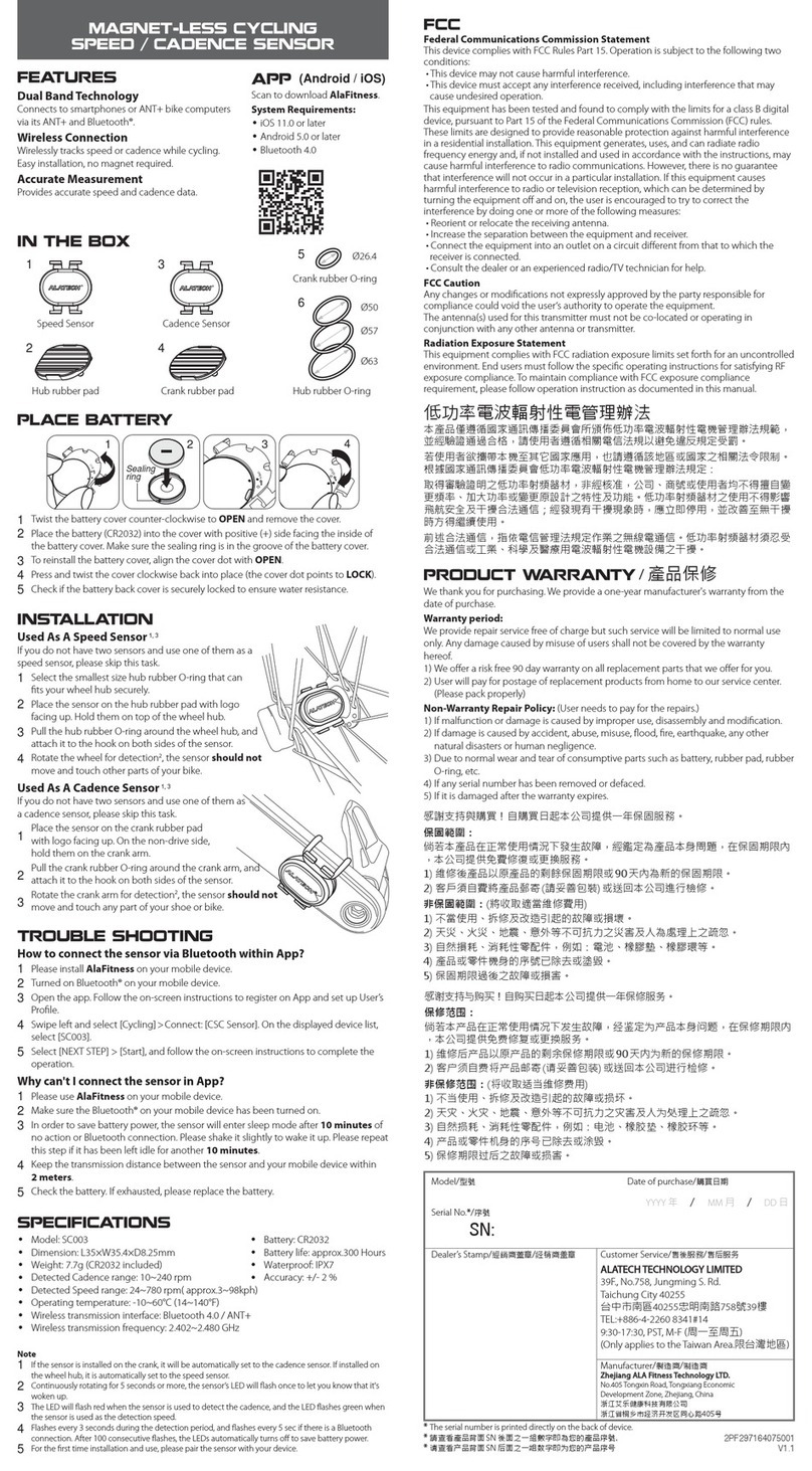 alatech SC003 Manuale utente