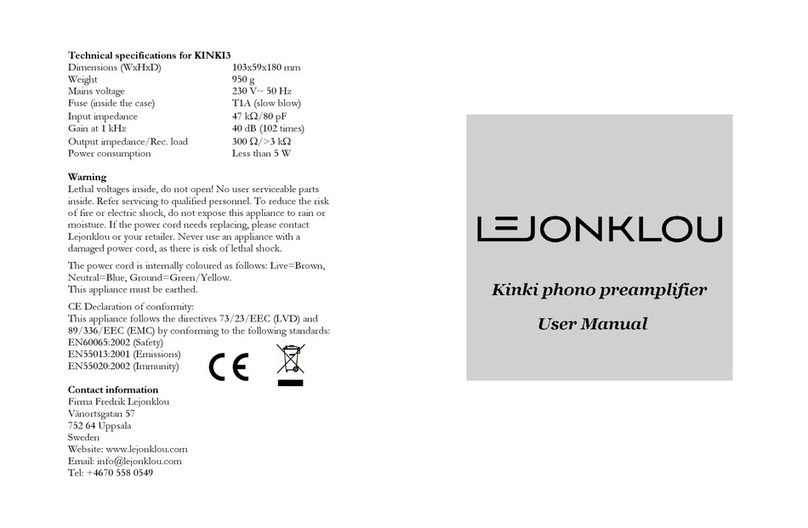 Lejonklou KINKI3 Manuale utente