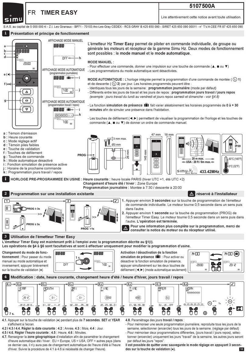 Simu TIMER EASY Manuale utente