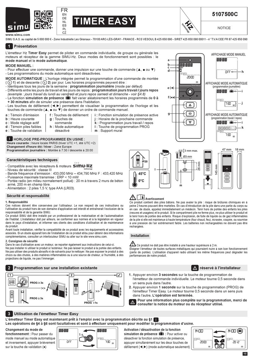 Simu TIMER EASY Manuale utente