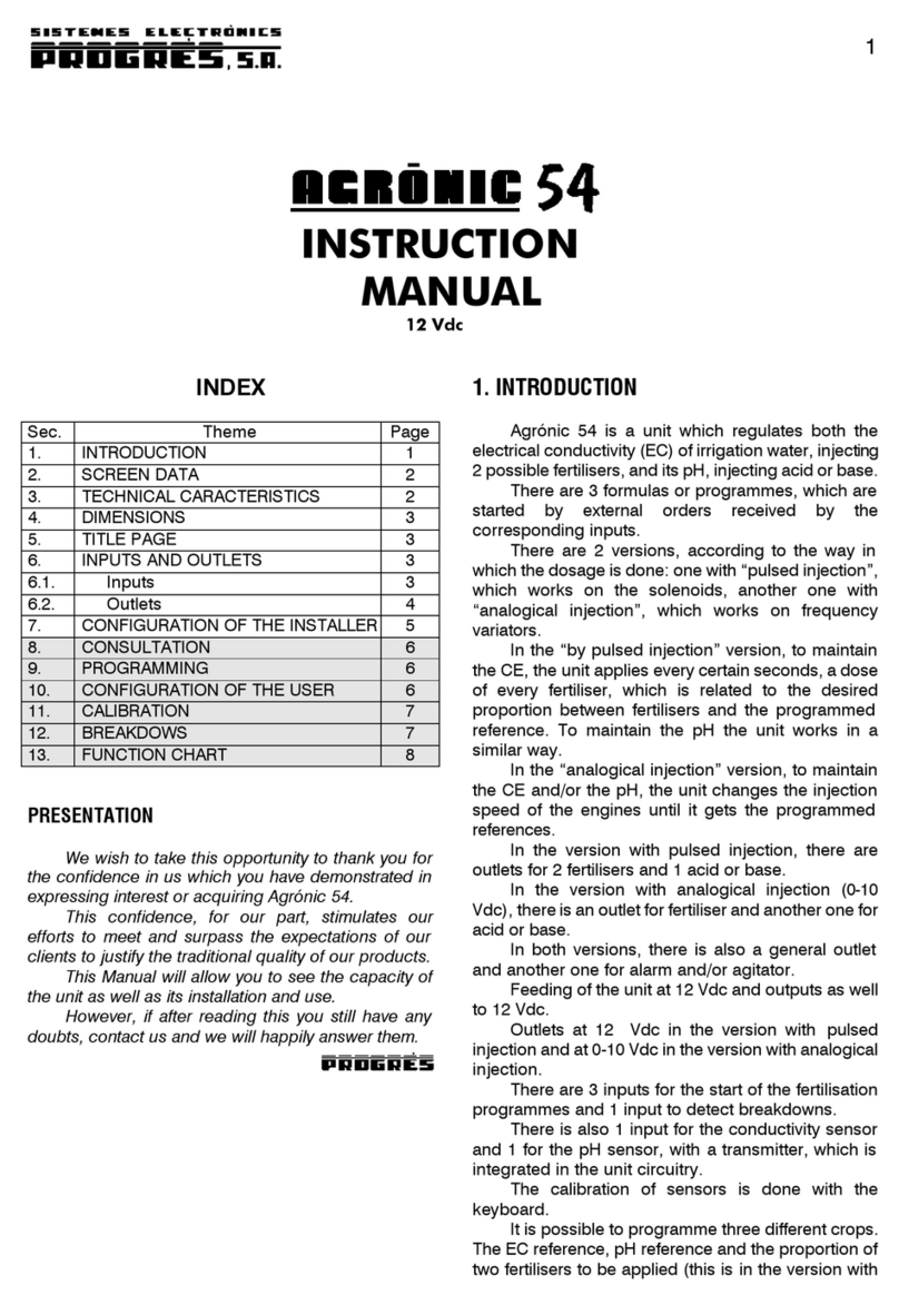 Sistemes Electrònics Progrés s.a. AGRONIC 54 Manuale utente