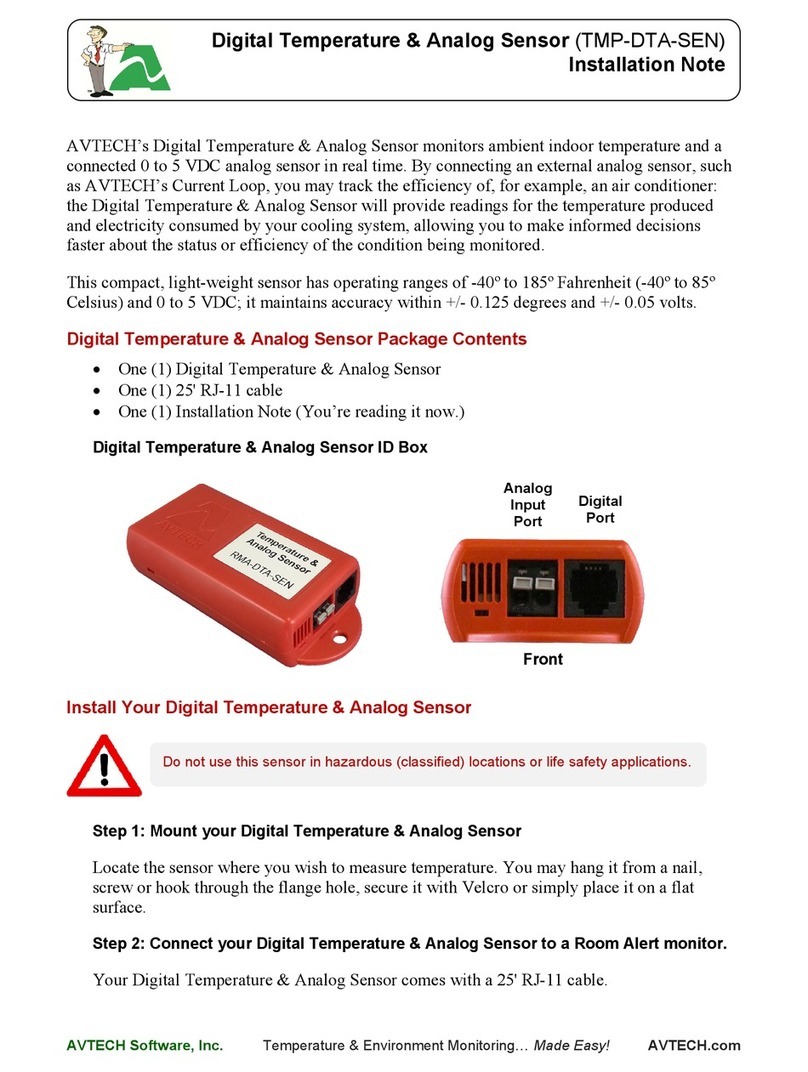 Avtech TMP-SDT-SEN Manuale di installazione e funzionamento
