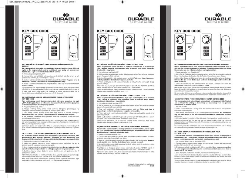 DURABLE Key Box Code Manuale utente