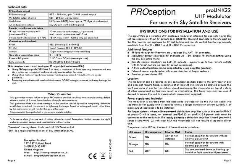 PROception proLINK22 Manuale utente PROception proLINK22 Manuale utente