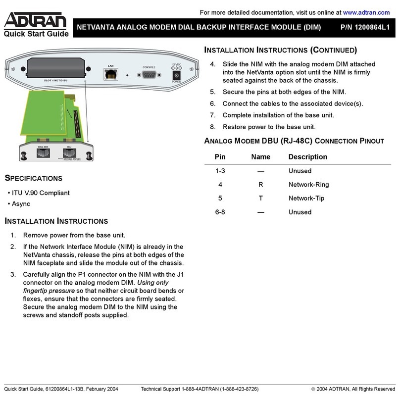ADTRAN NetVanta Analog Modem Dial Backup Interface... Manuale utente