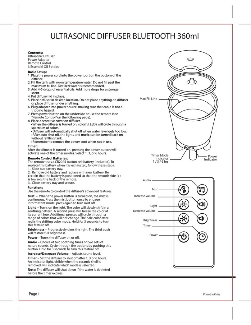 MERCHSOURCE ULTRASONIC DIFFUSER BLUETOOTH Manuale utente