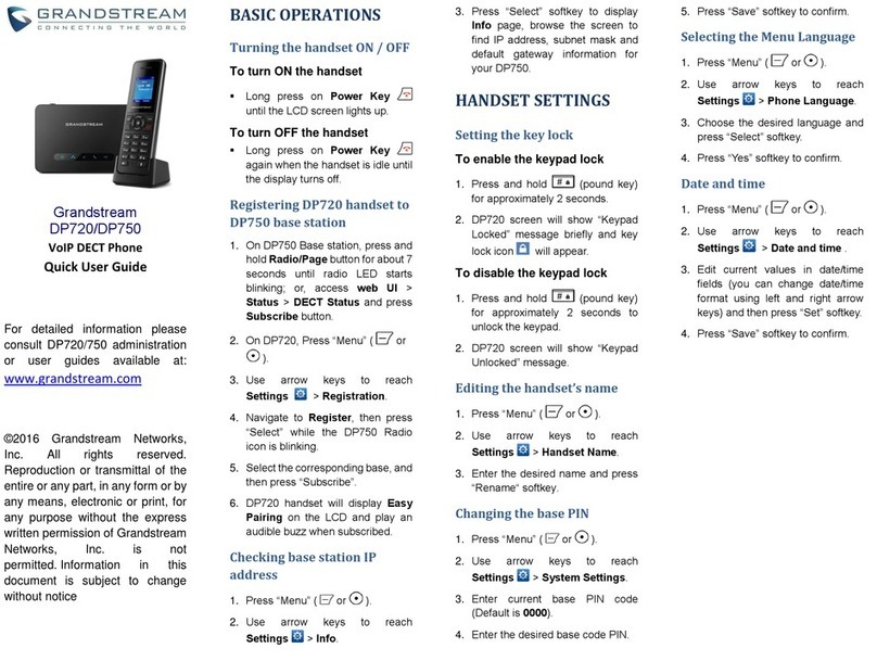 Grandstream Networks DP720 Manuale di istruzioni