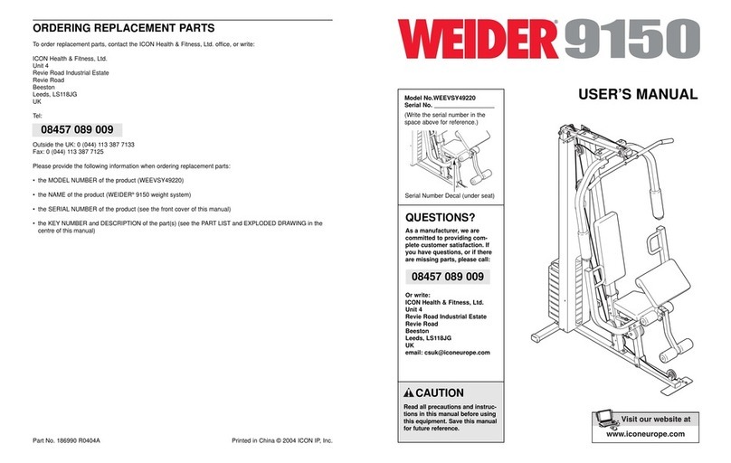 Weider WEEVSY49220 Manuale utente
