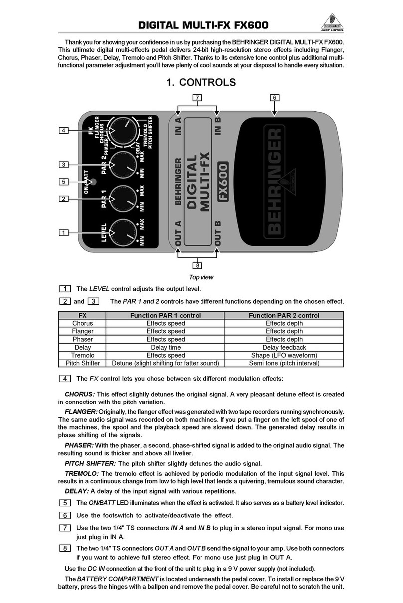 Behringer Digital Multi-FX FX600 Manuale utente