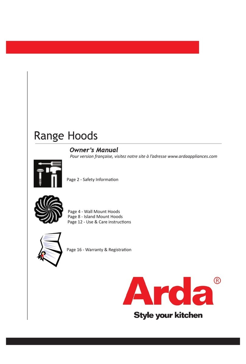 Arda range hood Manuale utente
