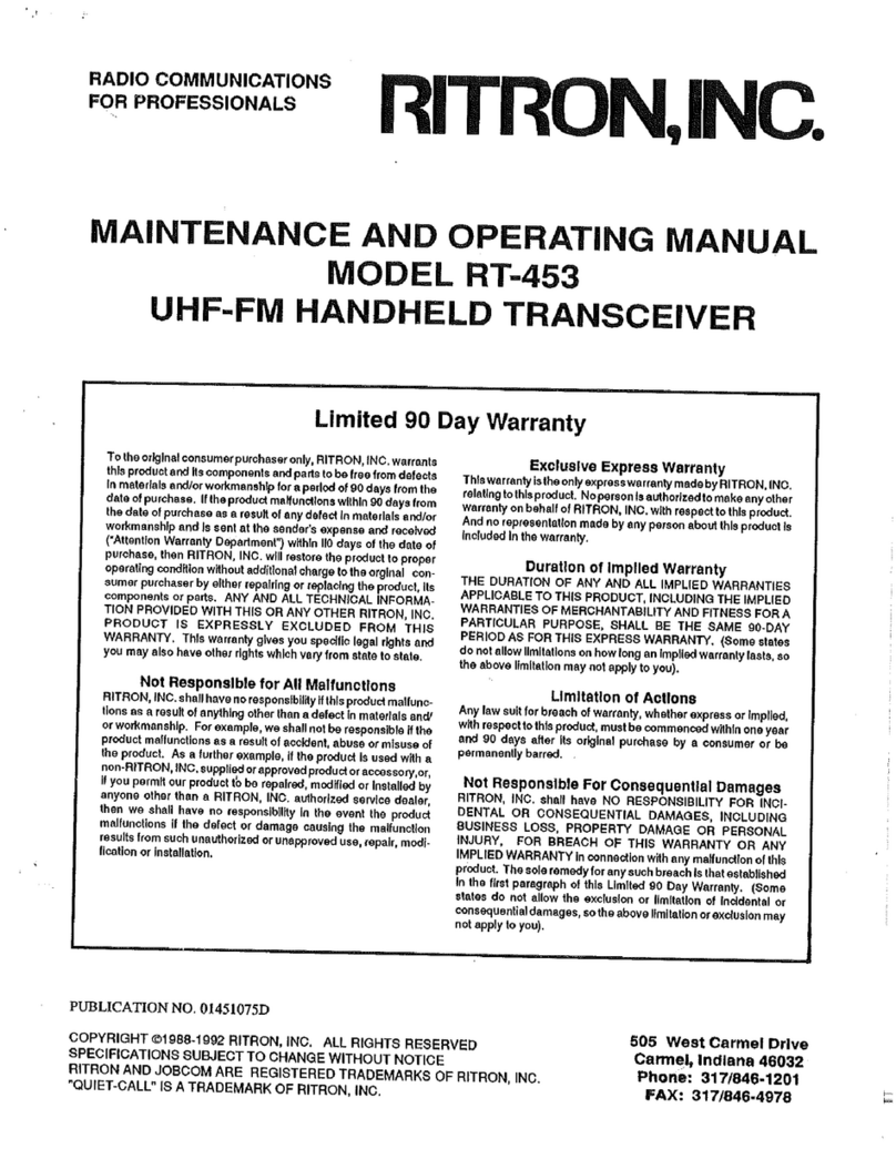 Ritron RT-453 Manuale operativo e di manutenzione