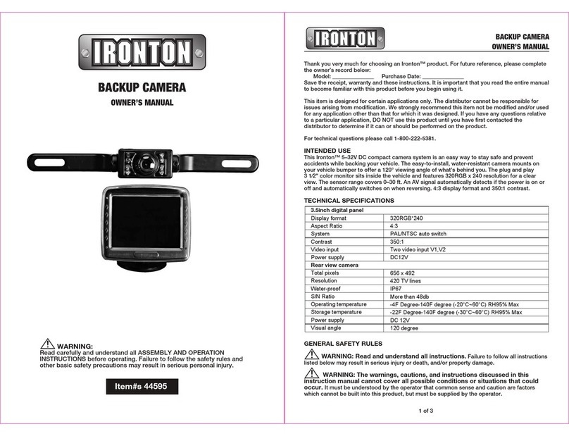 Ironton BACKUP CAMERA Manuale utente