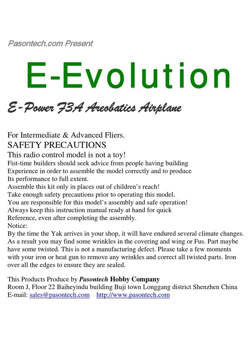 Pasontech E-Evolution E-Power F3A Areobatics Airplane Manuale utente