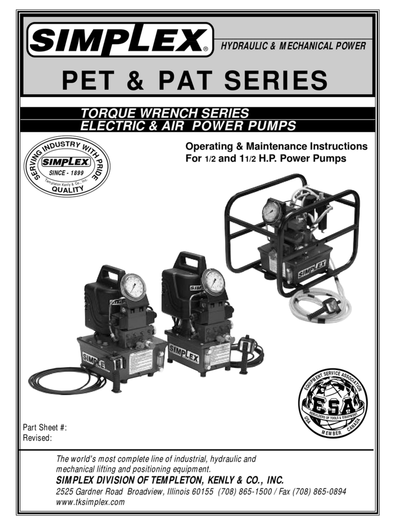 Simplex PET SERIES Manuale di installazione e funzionamento