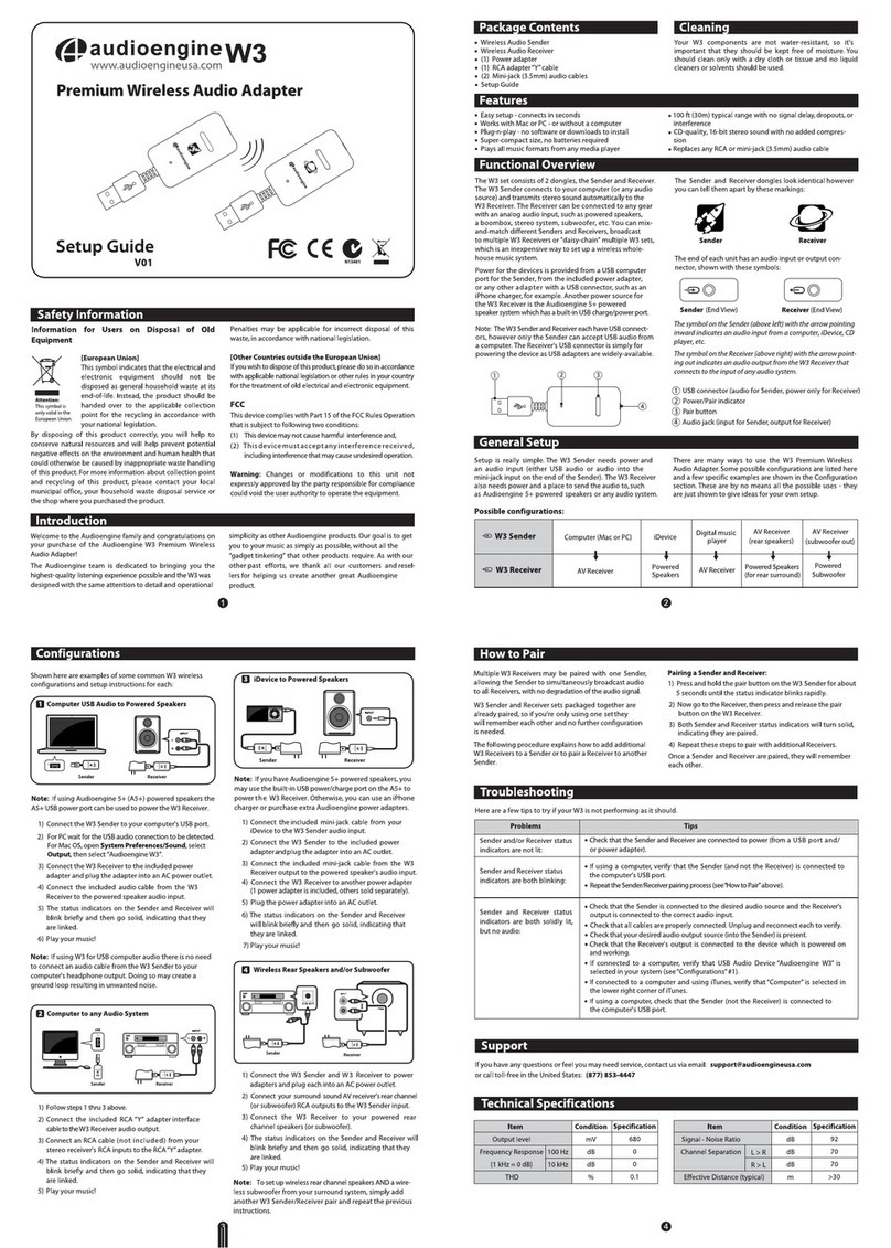 AudioEngine W3 Manuale utente
