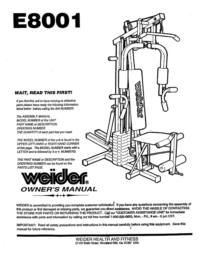 Weider E8001 Manuale utente