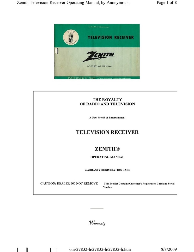 Zenith TELEVISION RECEIVER Manuale utente