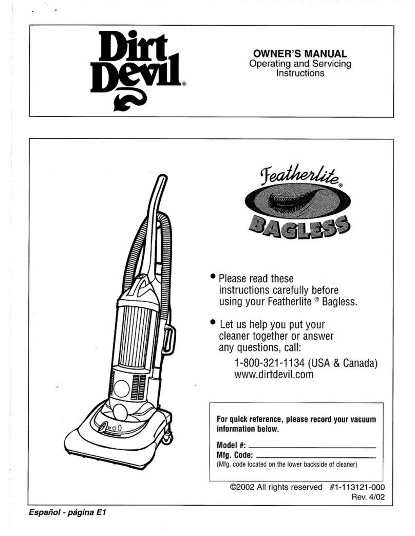 Dirt Devil Vacuum Cleaner Manuale utente