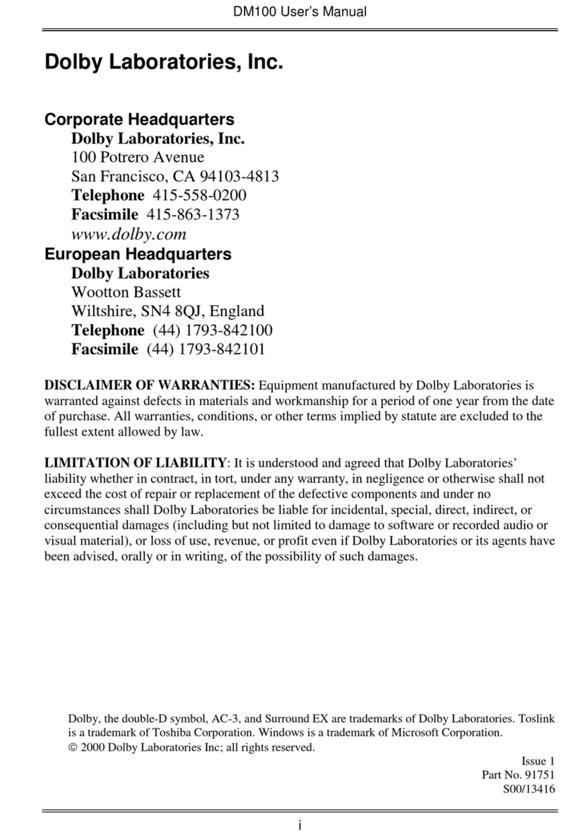 Dolby Laboratories DM100 Manuale utente