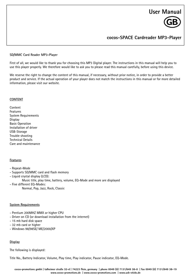 Cocos SPACE Cardreader Manuale utente