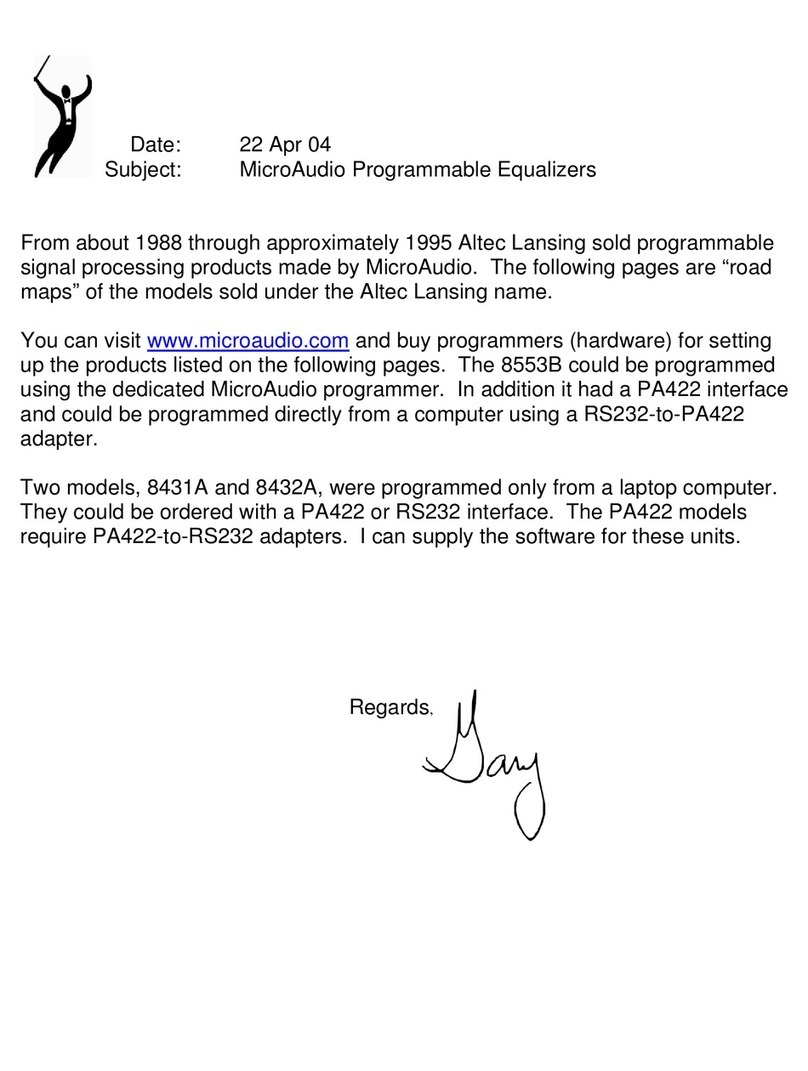 Altec Lansing SIGNAL PROCESSING PROGRAMMABLE EQ MASTER... Manuale utente