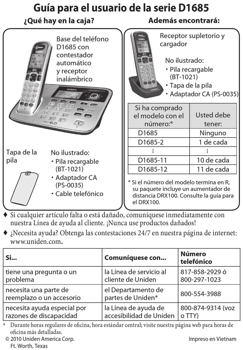 Uniden D1685 Manuale utente