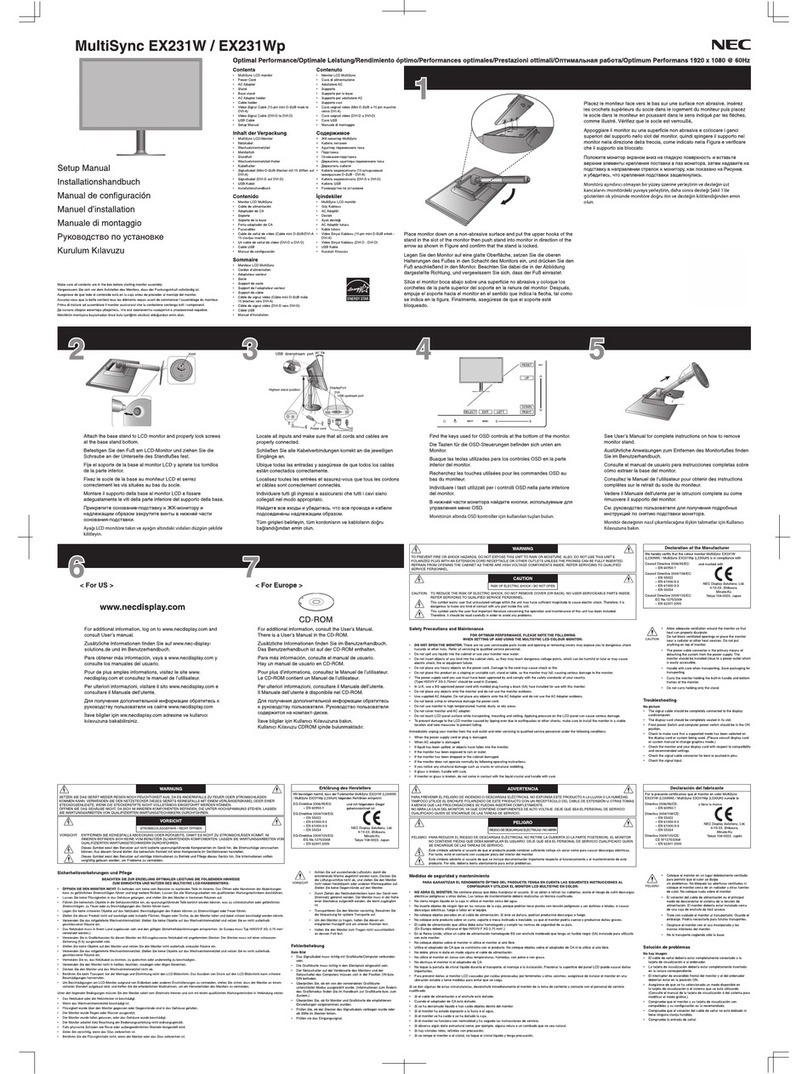 NEC MultiSync EX231Wp Manuale utente