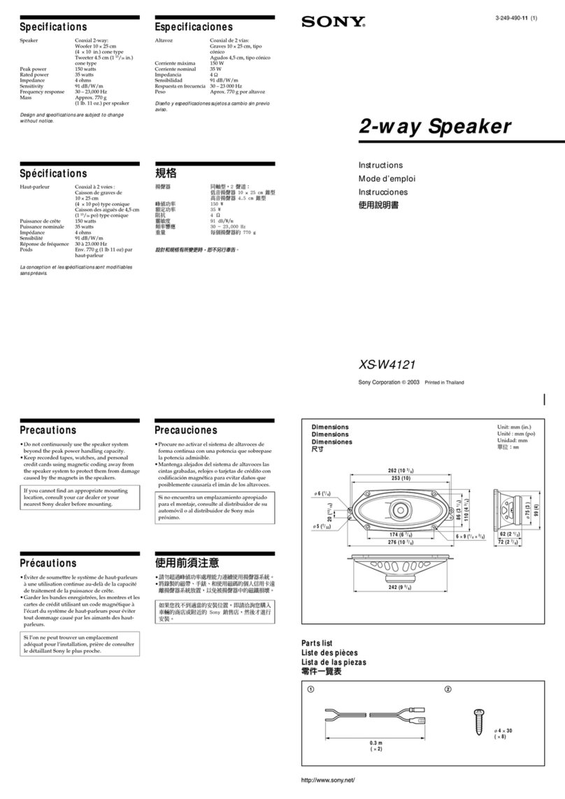 Sony XS-W4121 Manuale utente Sony XS-W4121 Manuale utente