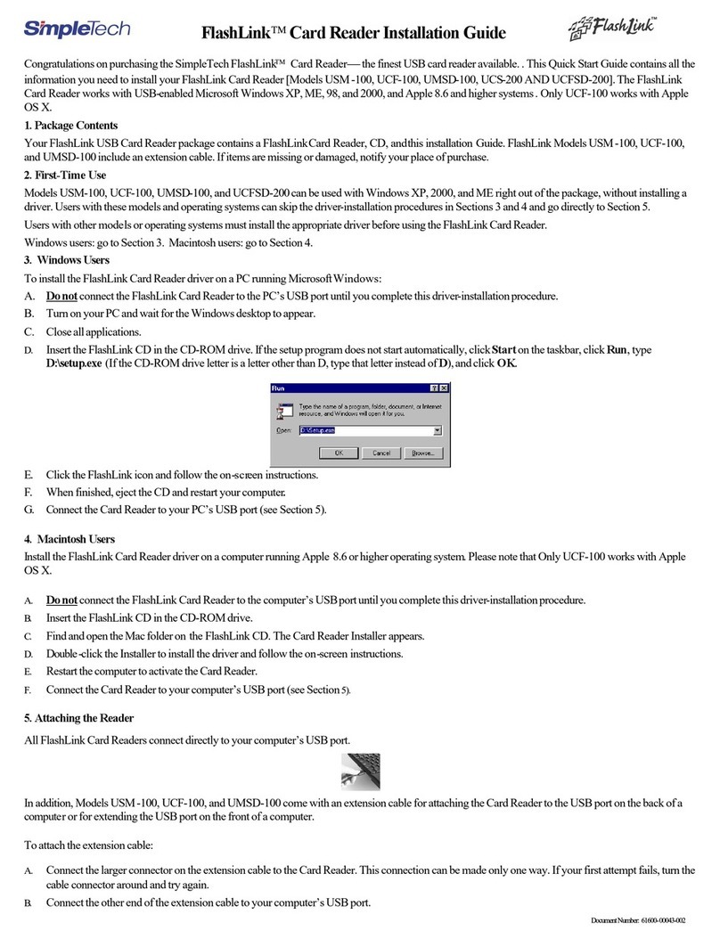SimpleTech FlashLink UCF-100 Manuale utente