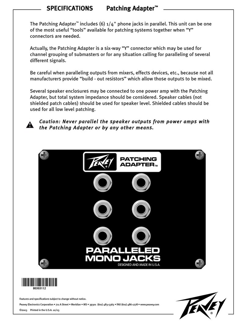 Peavey Patching Adapter Manuale utente Peavey Patching Adapter Manuale utente