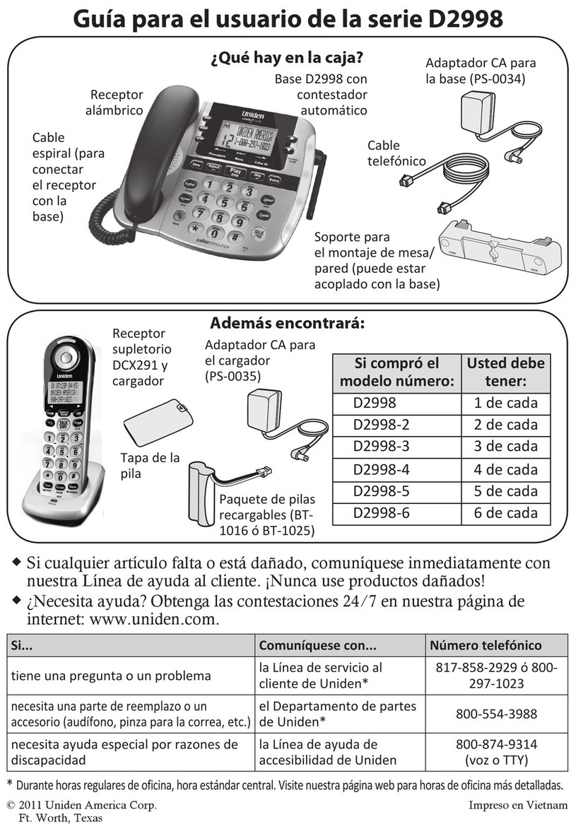 Uniden D2998 Manuale utente