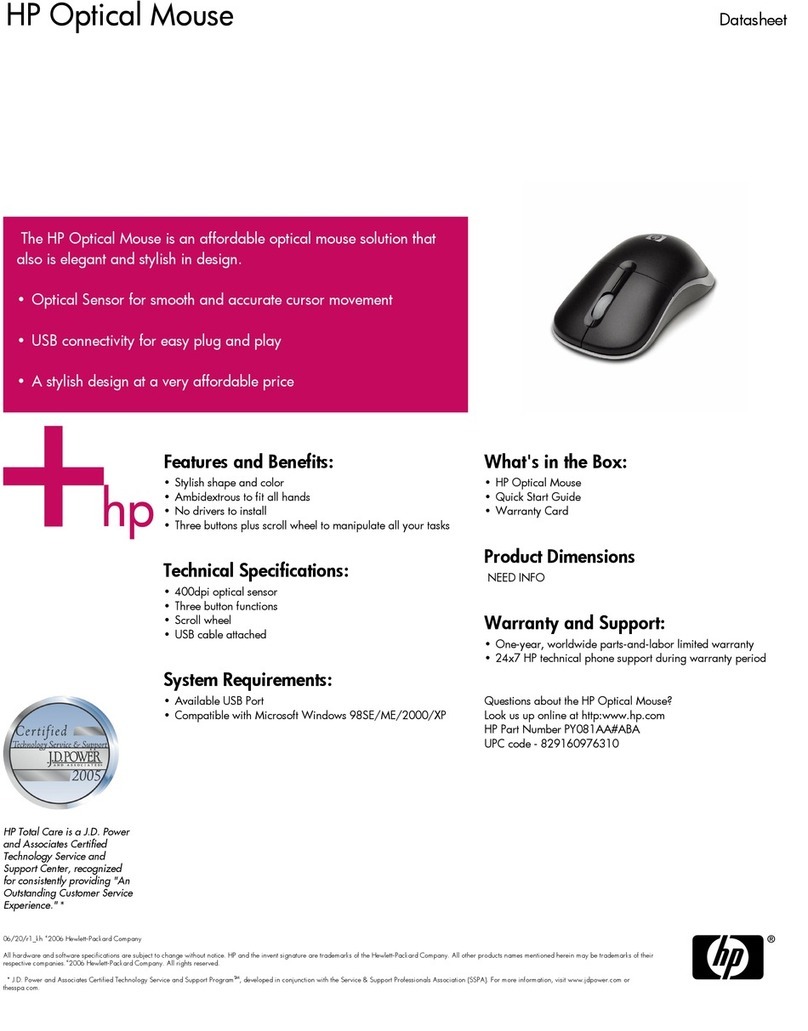 HP RB129AA - Mouse - Wired Manuale utente
