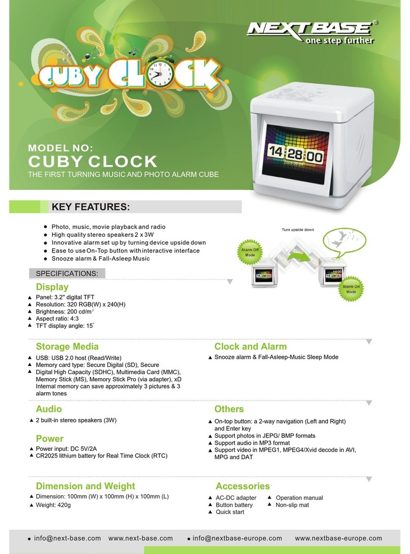 NextBase CUBY CLOCK - Manuale utente