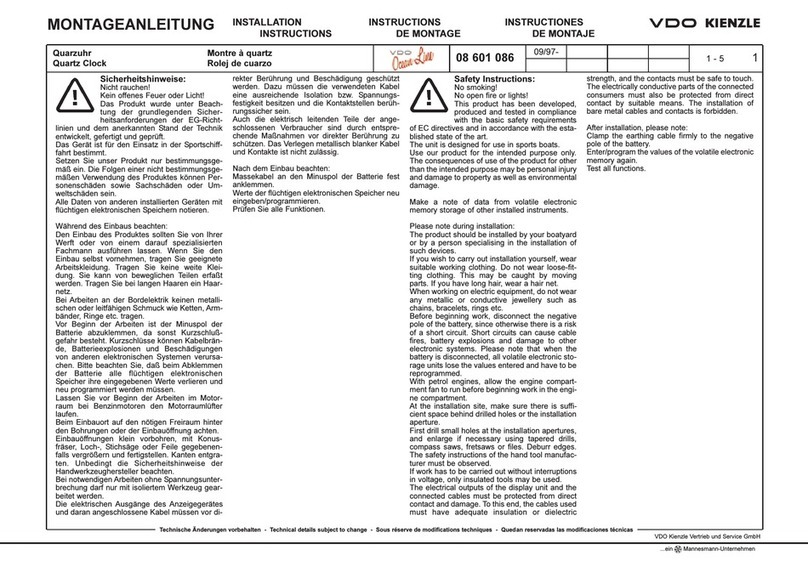 VDO QUARTZ CLOCK Manuale utente