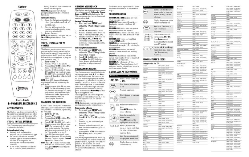 Universal Electronics Contour Manuale utente