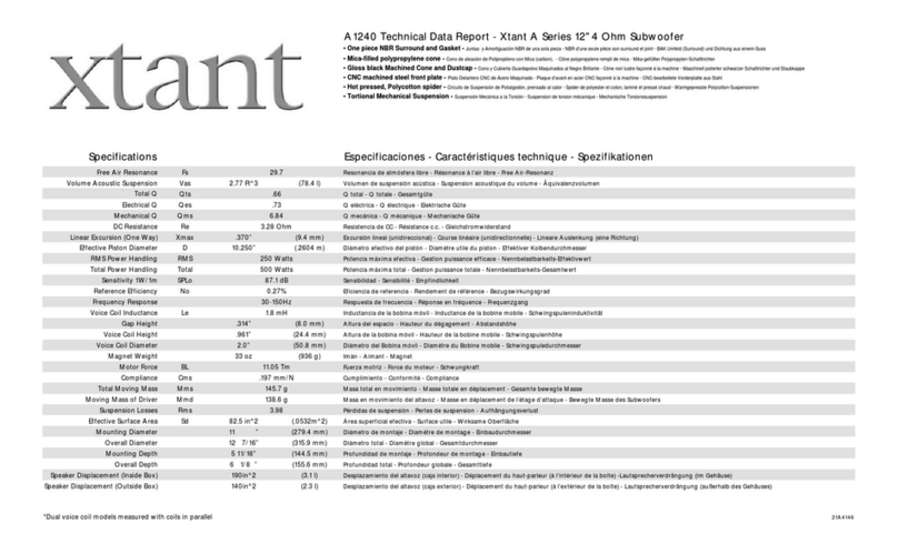 Xtant A1240 - TECHNICAL DATA REPORT Manuale di istruzioni
