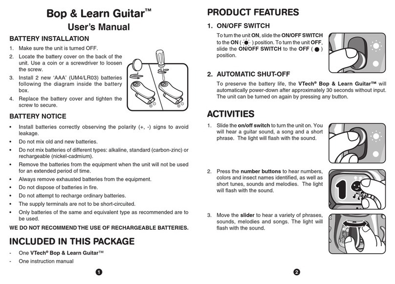 V-tech Bop & Learn Guitar Manuale utente V-tech Bop & Learn Guitar Manuale utente