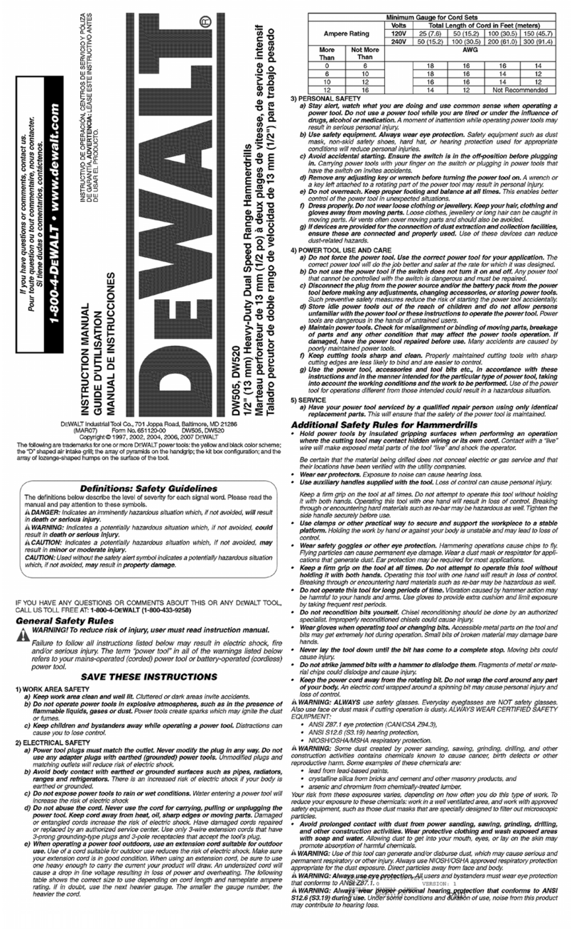 DeWalt DW505 Manuale utente