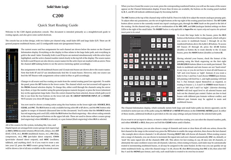 Solid State Logic C200  routing guide Manuale utente
