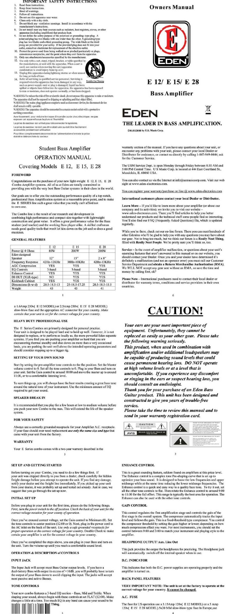 Eden E12 Manuale utente