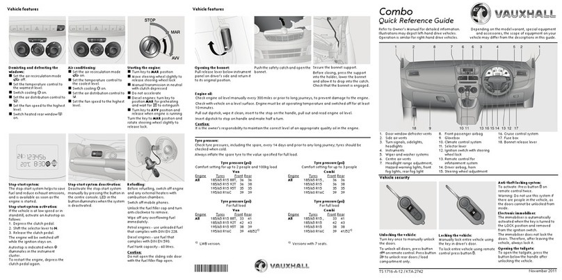 Vauxhall 2013 Combo Manuale utente