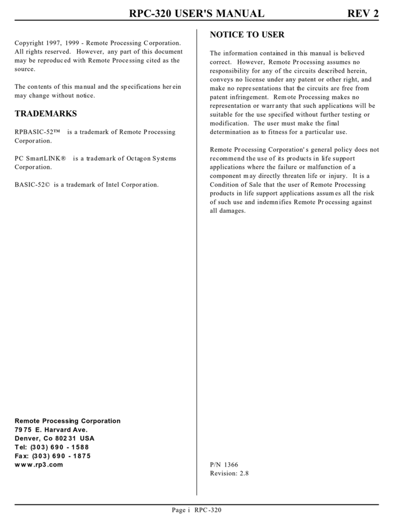 Remote Processing Coorporation RPC-320 Manuale utente