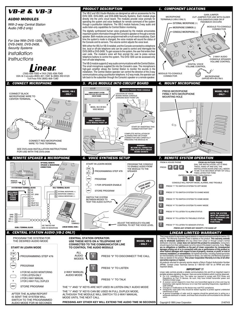 Linear VB-2 Manuale utente
