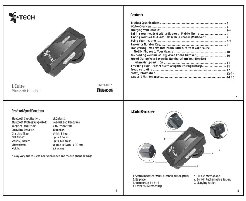 i. Tech Dynamic Bluetooth Headset i.Cube Manuale utente