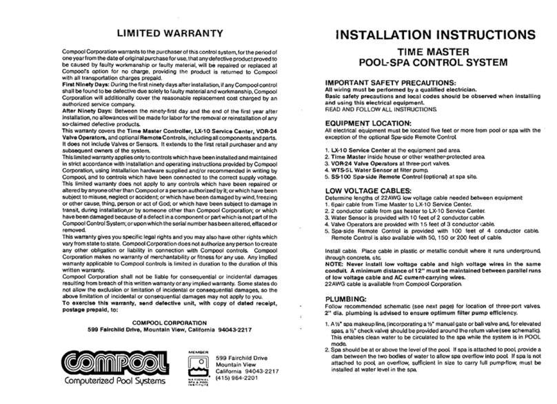 Compool Pool-Spa Control System Time Master Manuale utente