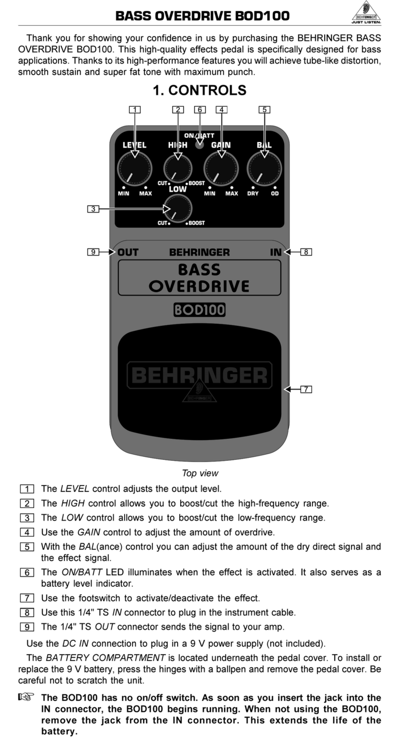 Behringer BOD100 Manuale utente