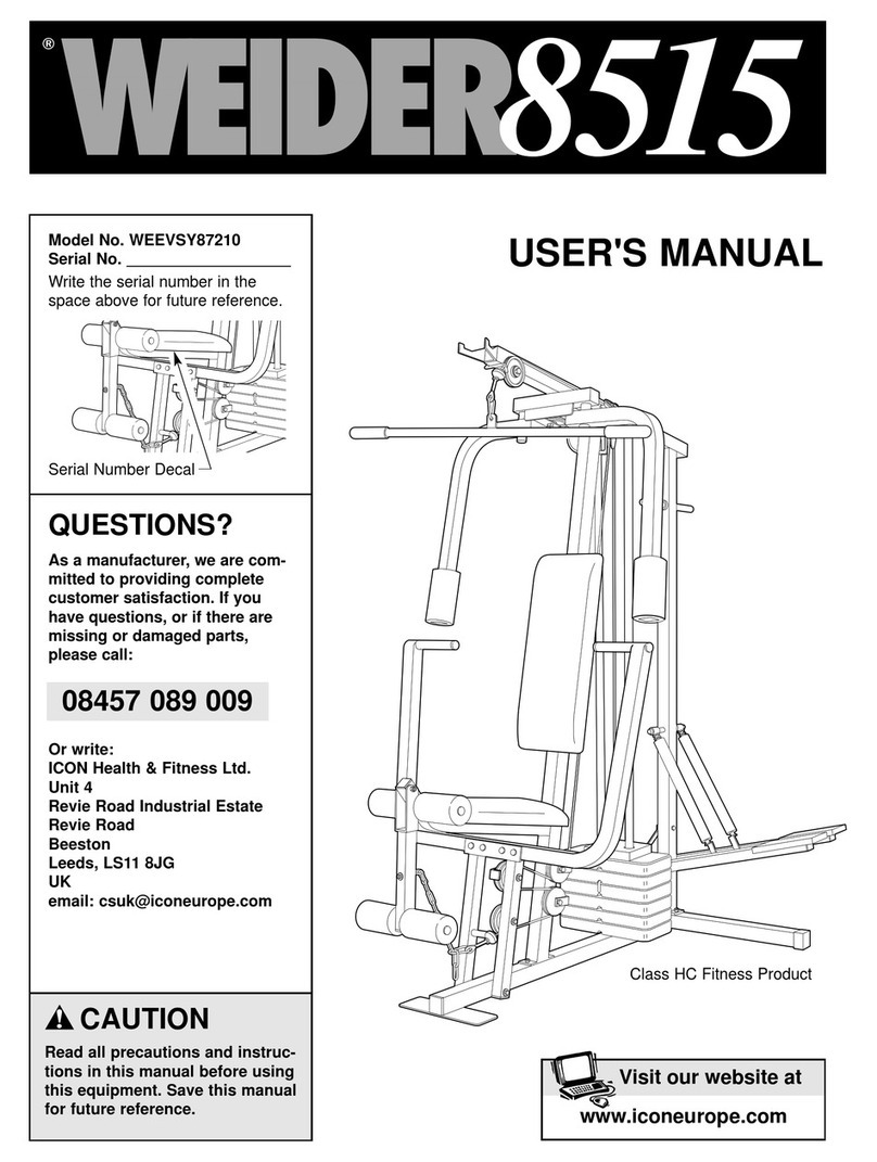 Weider WEEVSY87210 Manuale utente