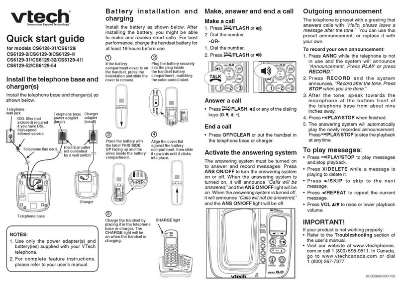 V-tech VT6129-31 - V-Tech Dect 6.0 Three Handset Cordless Phone... Manuale utente