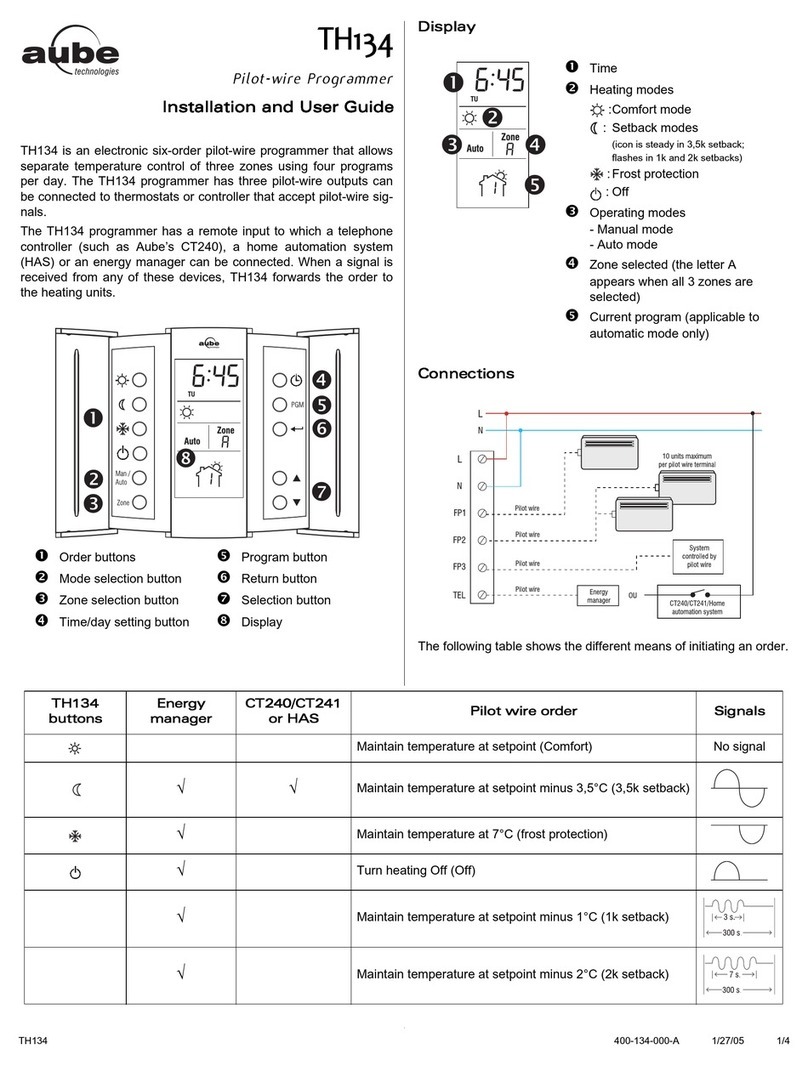 Aube Technologies Pilot-wire Programmer TH134 Manuale utente